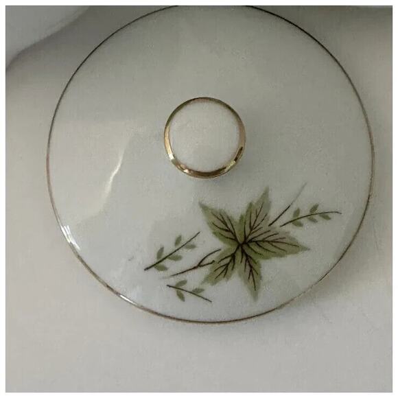 FINE CHINA OF JAPAN, Creamer & Sugar Bowl w/Lid, White with Pink, Green & Brown - Picture 8 of 15